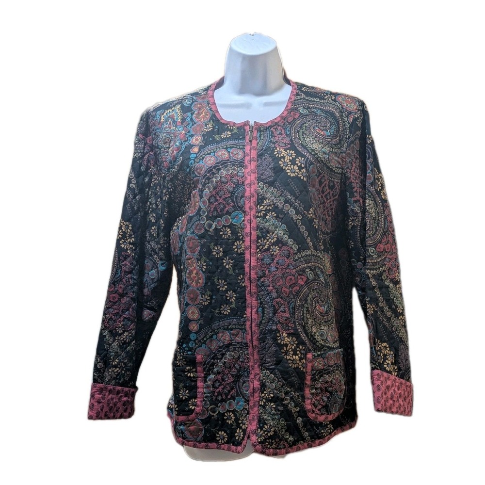 Provence d'amour Reversible Jacket Coat Quilted Pink Paisley Lrg Grannycore Boho